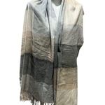 Fraas Women's Striped Fringe Scarf Shawl Gray Beige Neck Warmer Fall Photo 2