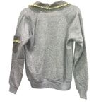 Vintage sweatshirt‎ with collar and flowery pattern pocket on sleeve Gray Photo 1