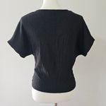ZARA  Black Knotted Textured Weave Dolman Crop Top Size Small Photo 4