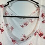 Lucky Brand  Flutter Sleeve Scoop Neck White Pink Floral Shirt Blouse Size XXL Photo 5