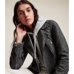 ALLSAINTS Vintage Cargo Leather Biker Jacket‎ Size 0 Gray Photo 5