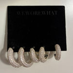 We Wore What  Pave Silver Hoops and Ear Cuff Earring Set Photo 0