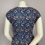 Pink Martini Dress Fox Print Blue Floral A-Line Lined Small Women Cap Sleeves Photo 7