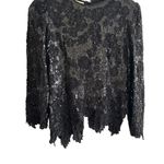 Vintage Judith Ann Creations black sequined Silk 80s Sequin jacket sz S Photo 2