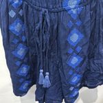 Japna  Embroidered Romper Blue Boho Peasant‎ Off Shoulder Drawstring Size S Photo 2