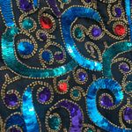 Scala Vintage  Silk Sequin Beaded Collarless Jacket Jewel Tone Crop Glam Petite Photo 9