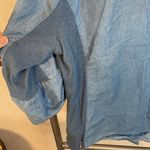 Ny Collection NY‎ Collection Blue 3/4 Sleeve Wide Button Cuffs Ribbed Sides Blouse No Size Tag Photo 3