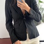 Bebe  suit jacket blazer size 4 black striped classic cotton one button Photo 2