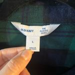 Old Navy The Classic Shirt Green and Navy Plaid Button Down Flannel Shirt, Sz L Photo 1