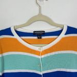 Lands' End  Women's M TALL Purple‎ Orange Striped Button Up Cotton Cardigan Photo 5