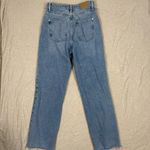 ZARA High Waisted Wide Leg Light Wash Denim Jeans Frayed Hem Size 24 Photo 3