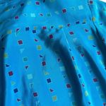 Vintage 100%Silk Midi Shirtdress‎ Women 4 Blue Geometric Shapes Print Retro Photo 8