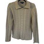 Vintage Cableknit Sage Green Sweater Collared Cozy Preppy Cabin Winter Large Photo 0