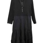 Veronica Beard NWT Peralta Midi Dress Tiered Skirt Size Medium Black Long Sleeve Photo 0