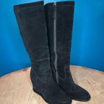 Johnston & Murphy  Black Suede Knee High Wedge Heeled Boots Zipper Women’s Size 9 Photo 0