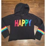 On Fire  junior women's  L crop hooded activewear sweatshirt white multi stripes Photo 0