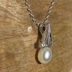 Pearl & CZ Silver Tone Necklace Photo 6