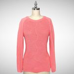 Talbots  Pointelle Raglan Crew Neck Knit Sweater Salmon Rose Pink Coral XS Photo 1