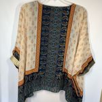 Melissa Paige Women's Paisley Sharkbite Hem 3/4 Sleeve Top Navy Multicolor Large Photo 5