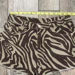 SheIn High Waist Raw Hem Tiger Striped Short Shorts Brown Cream Size Small Photo 3