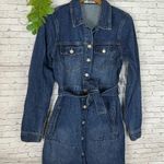 JustFab NWT  Dark Wash Mini Belted Denim Shirt Dress Photo 1