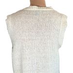 Vintage 80s Cream Loose Knit Sleeveless Open Front Vest Plus Size 18 Minimalist Photo 4