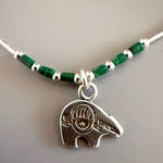 Native American Liquid Silver Malachite Bear Necklace Green Photo 0