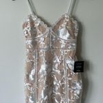 Lulus NWT  Party Pretty White and Beige Lace Sleeveless Bodycon Mini Dress XS Photo 3