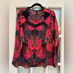 Nanette Lepore  Watercolor Mirror Image Floral Roses Silk Blouse Top Size 2 XS Photo 12