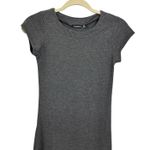 Boohoo  Womens Sz 4 Gray Short Sleeve Fitted Bodycon Knit Midi Dress Stretch Photo 1