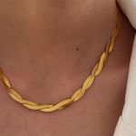 Twisty Herringbone Chain Necklace Double Herringbone Necklace Gold Photo 1