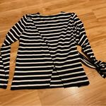 J.Crew  Navy and White Striped Top nautical coquette bow asymmetrical‎ back flaw Photo 1