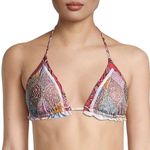 Aurum Halter Neck Geometric Triangle Bikini Top Tassel Tie Padded Size 6 New Pink Photo 2