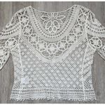 Norm Thompson | Women's Boho Knit Crochet Lace Cotton Top Cover Up | Medium White Photo 1