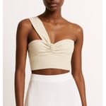 ZARA NWT  Striped Neutral One Shoulder Sweetheart Crop Top M Photo 7