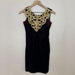 Vintage 90’s Jessica McClintock Gunne Sax Red Velvet Gold Lace Neck Dress 3/4 Size undefined Photo 15