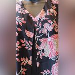 JM Collection Women's Printed Split-Front Tunic Top (Black Pink, Medium) Blouse Photo 2