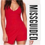 Missguided Red Skort Wrap Romper - Photo 1