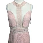 Soiéblu Soieblu Maxi Dress Womens L Pink Lace Front Slit Sheer Panel Feminine Romantic Photo 2