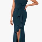 Betsy and Adam BETSY ADAM SCUBA CREPE RUFFLED BOW GREEN GOWN Evening, formal, wedding guest Photo 1