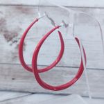 Vintage Stud Earrings Elongated Red Twisted Hoops 2" Large Photo 0