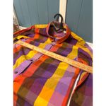 Liz Claiborne Newport Plaid Button Down Shirt Women's L Orange Purple Yellow Size L Photo 5