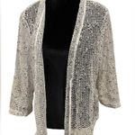 Onque Casuals Black White Coastal Beach Lagenlook Crochet Knit Net Cardigan Top Size XL Photo 1