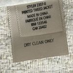 Ecru Women’s Blue Printed Fringe Trim Tweed Jacket Asymmetrical Zip Blazer Small Photo 5