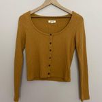 Madewell  Ribbed Cardigan Crop Tee Henley Toffee Photo 1