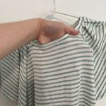 Ann Taylor NEW NWT  Stripe Flutter Sleeve Tee White Aqua Blue Short Sleeve Knit S Photo 6