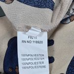 FRNCH  Love Bird Pattern Tan &‎ Blue 3/4 Sleeve Blouse S/M Photo 4