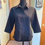 No Boundaries  Y2K vintage black 3/4 sleeve button up embroidered flowers size L Photo 0