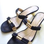 Kate Spade  leather navy & gold slip on sandals kitten heels Photo 1