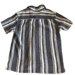 ZARA  Knit Striped Button Down Shirt Women's Size M Short Sleeve Top Navy White Photo 1